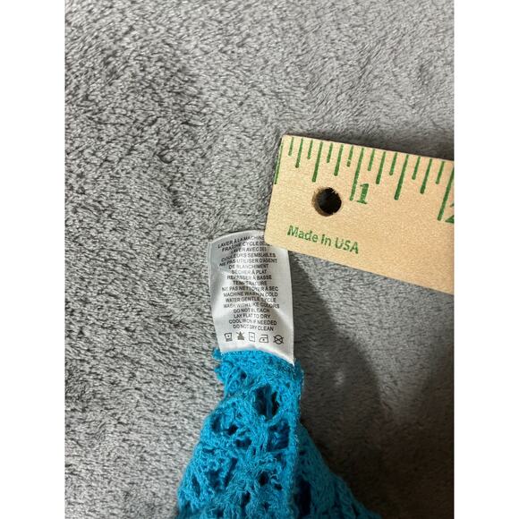 House of Harlow Blue Lace Open Knit Midi Bodycon Dress XS Lined Crochet Colorful - Picture 16 of 16